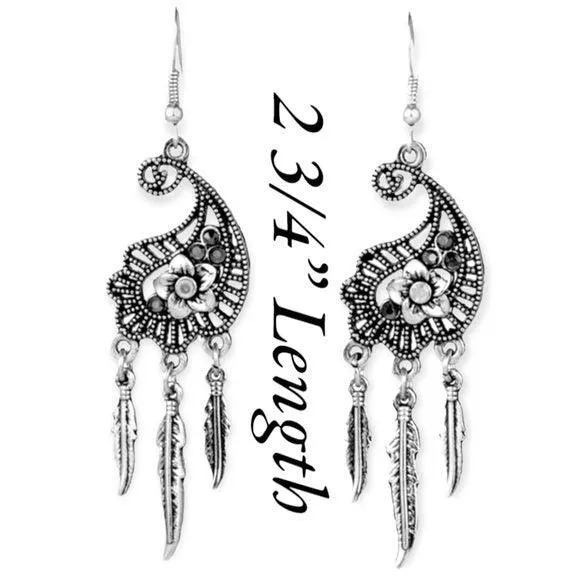 Boho Chandelier Feather Earrings