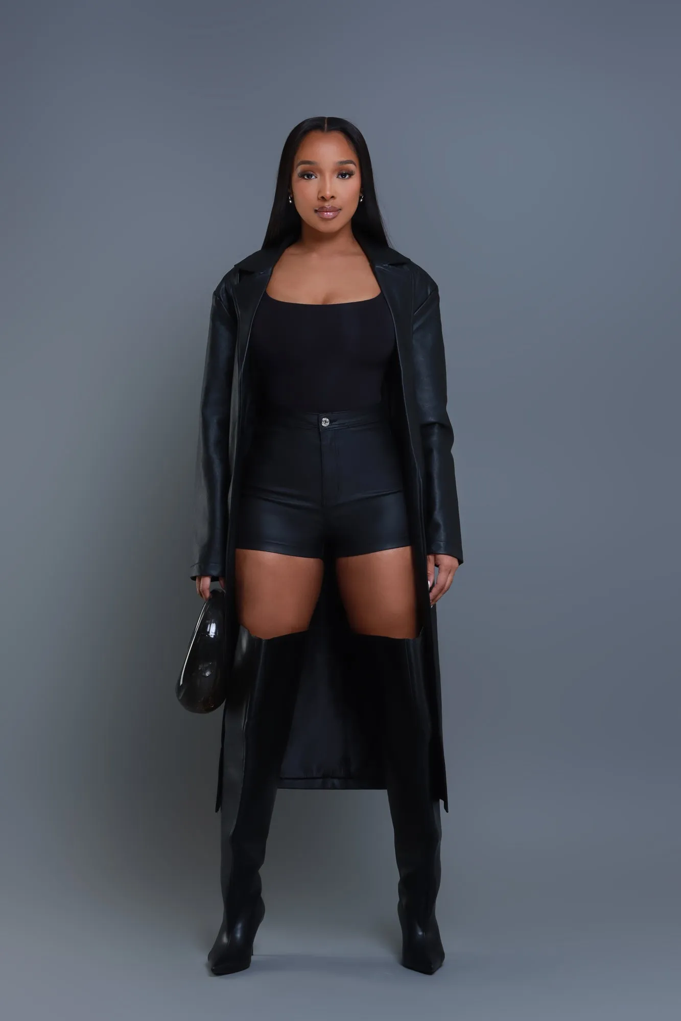 Born For This Faux Leather Shorts - Black