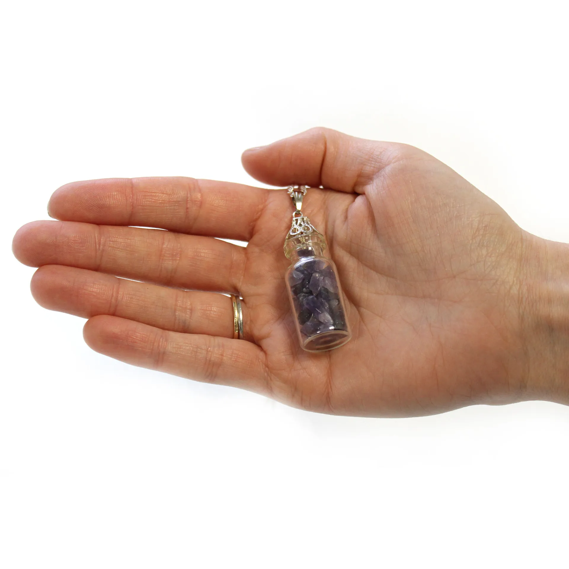 Bottled Gemstones Necklace - Amethyst | Healing Properties | Elegant Design