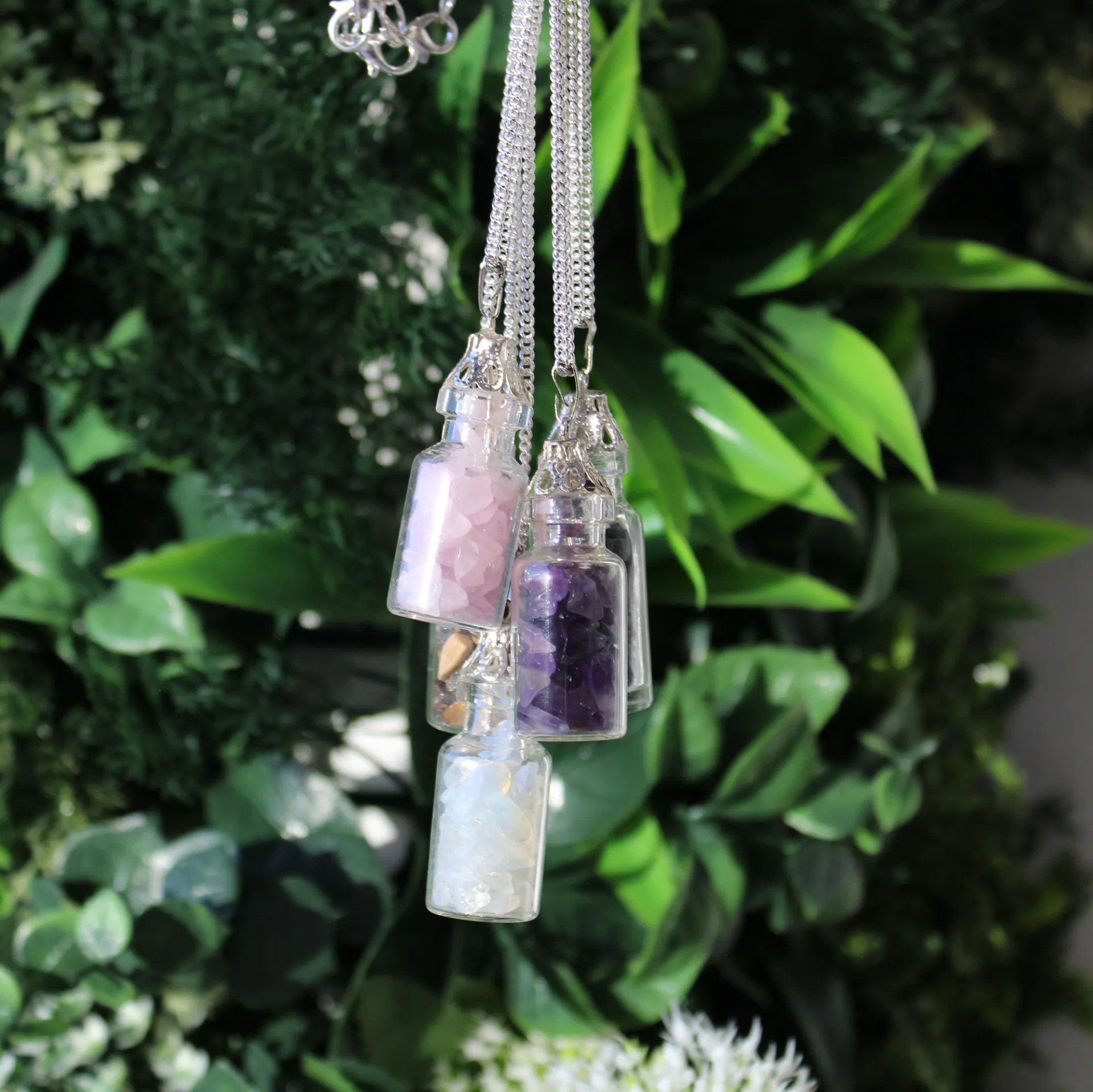 Bottled Gemstones Necklace - Amethyst | Healing Properties | Elegant Design