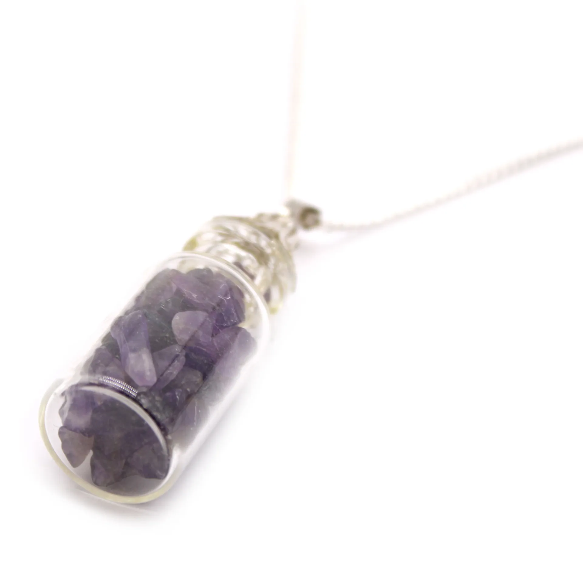 Bottled Gemstones Necklace - Amethyst | Healing Properties | Elegant Design