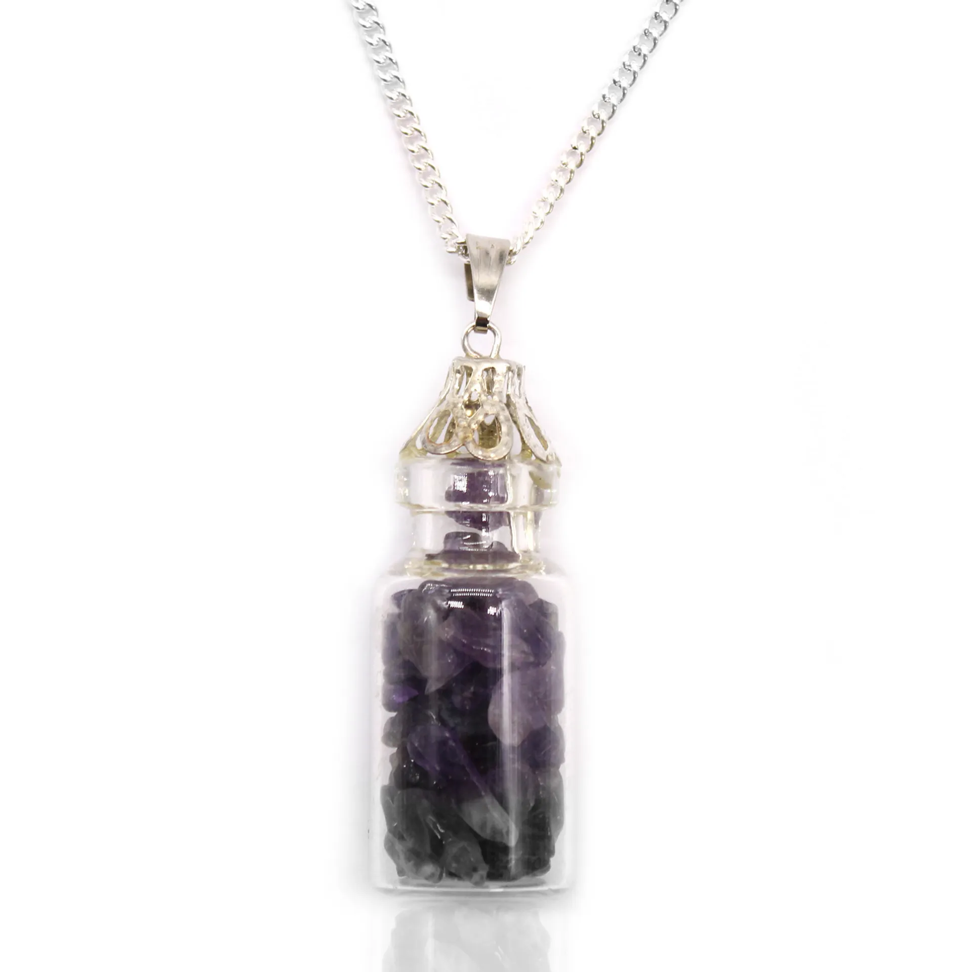 Bottled Gemstones Necklace - Amethyst | Healing Properties | Elegant Design