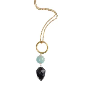 Brass Necklace with Amethyst & Amazonite