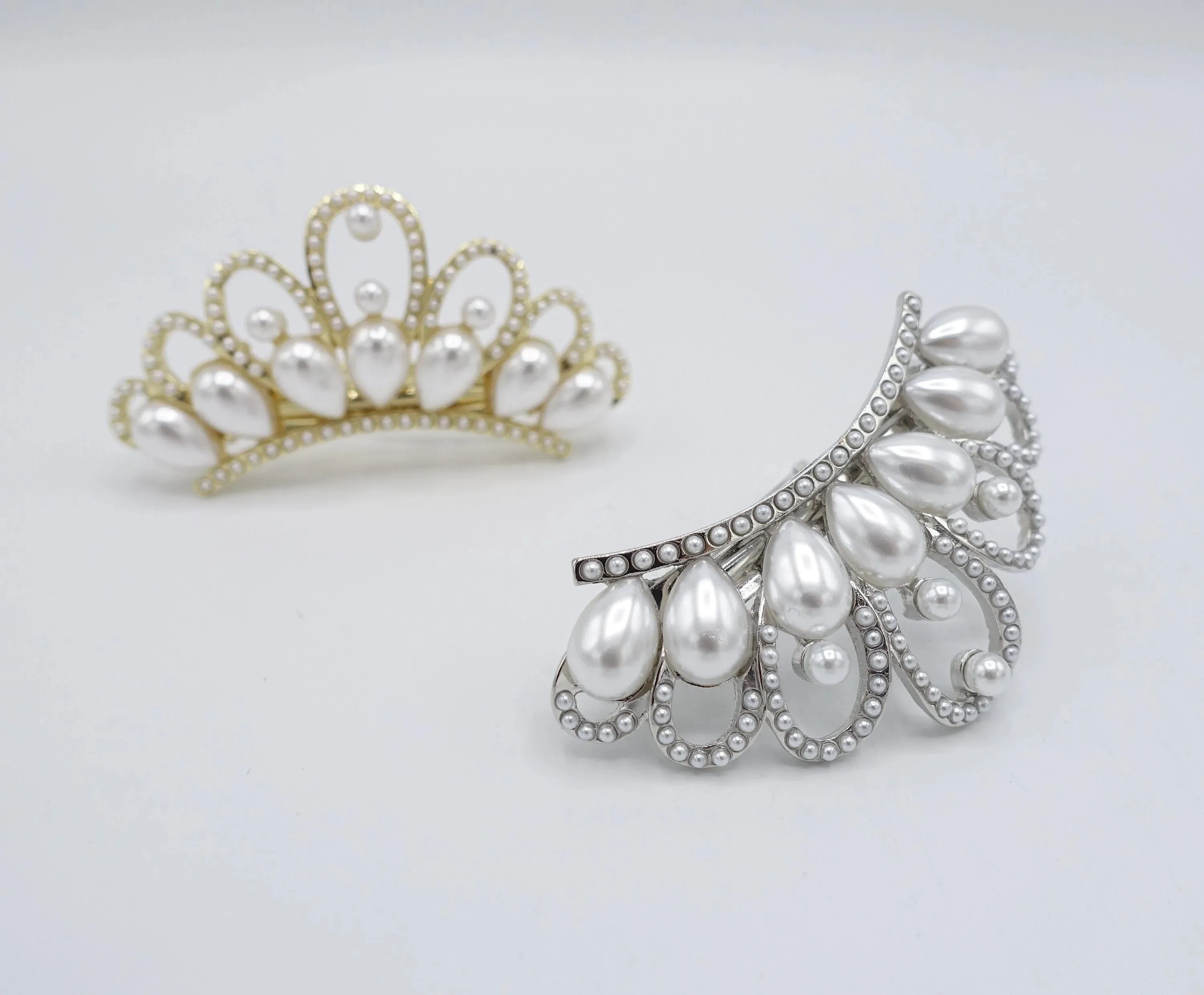 bridal hair barrette, tiara hair barrette, pearl hair barrette, wedding hair barrette for women