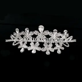 Bridal Rhinestone Floral Comb Style Half Tiara