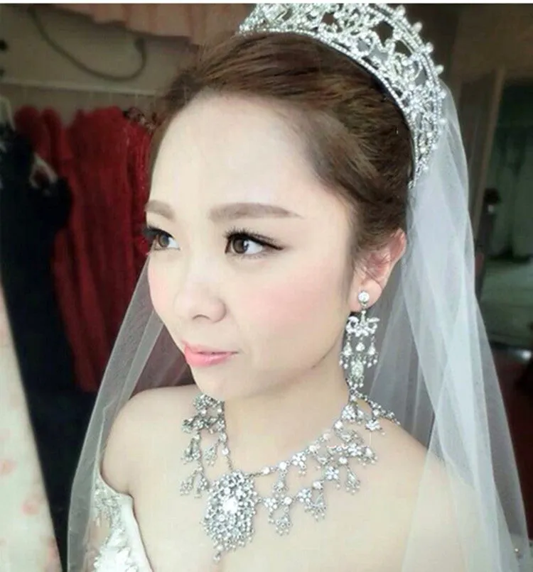 Bridal Wedding Rhinestone Tiara set at Bling Brides Bouquet online bridal store