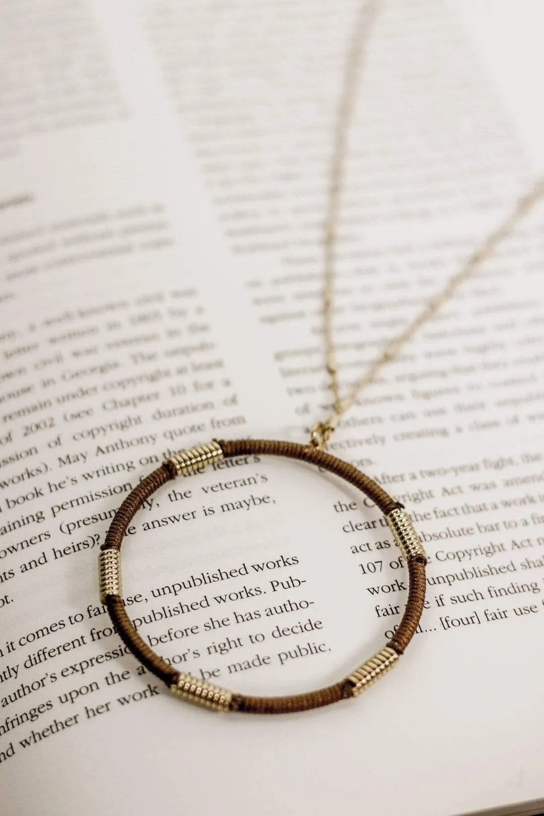 Bronze Threaded Hoop Necklace