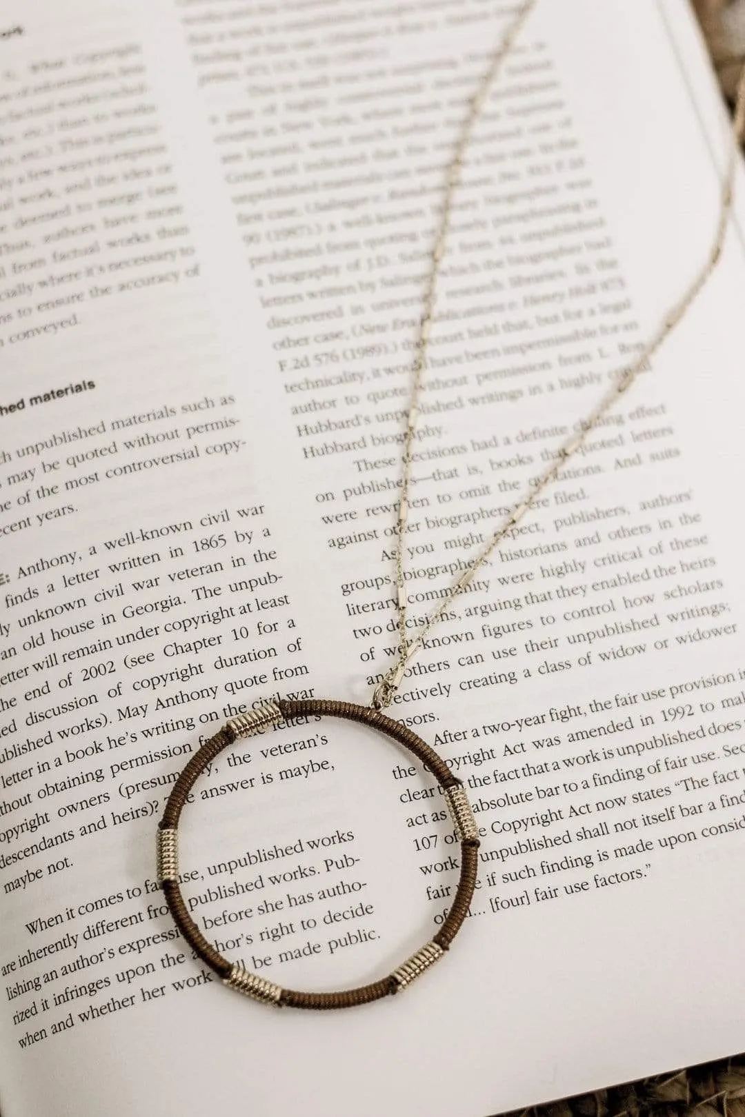 Bronze Threaded Hoop Necklace