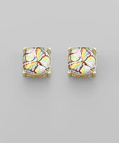 Butterfly Glass Stud Earrings - Multi