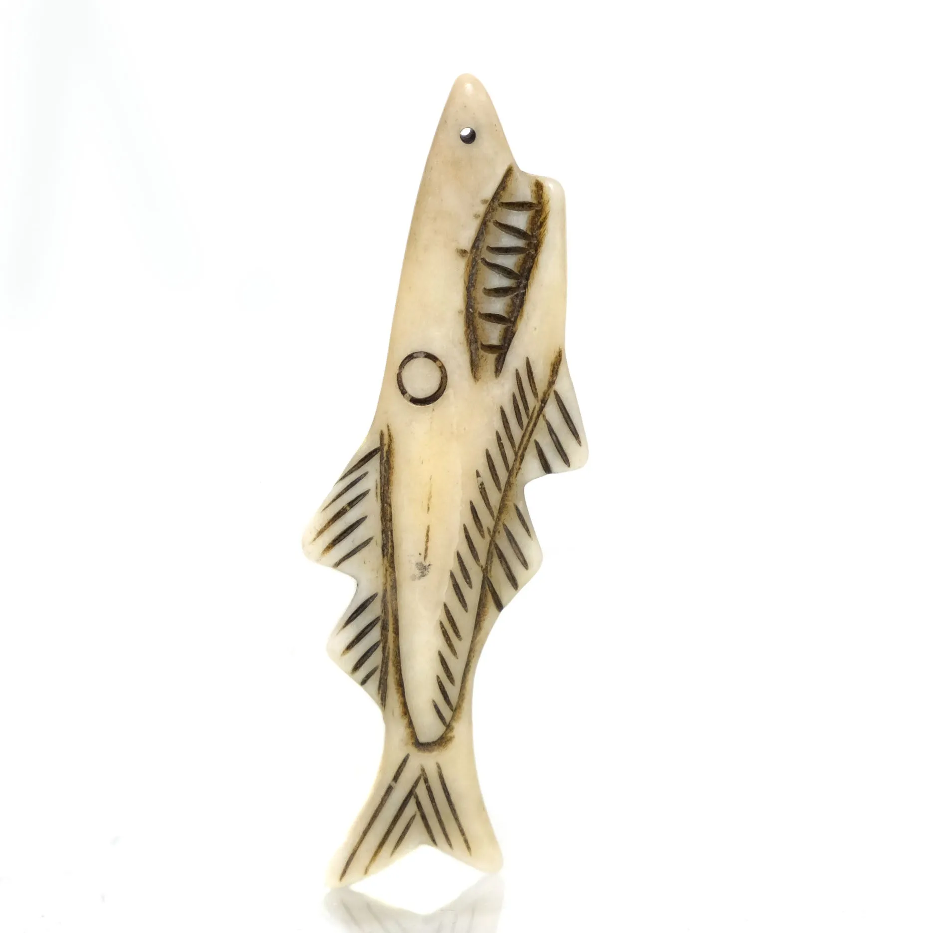 Carved Bone Shark Pendant