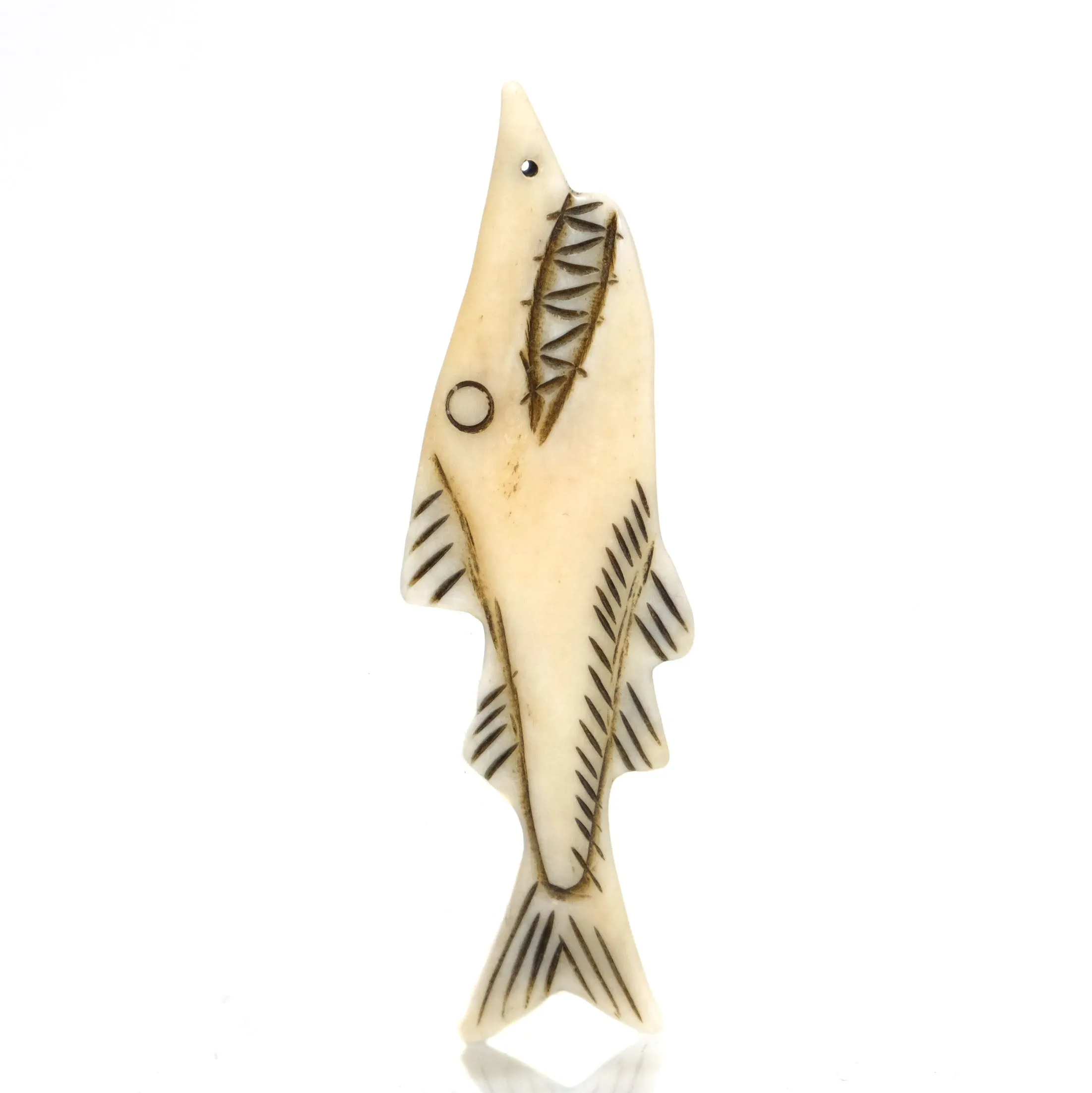 Carved Bone Shark Pendant