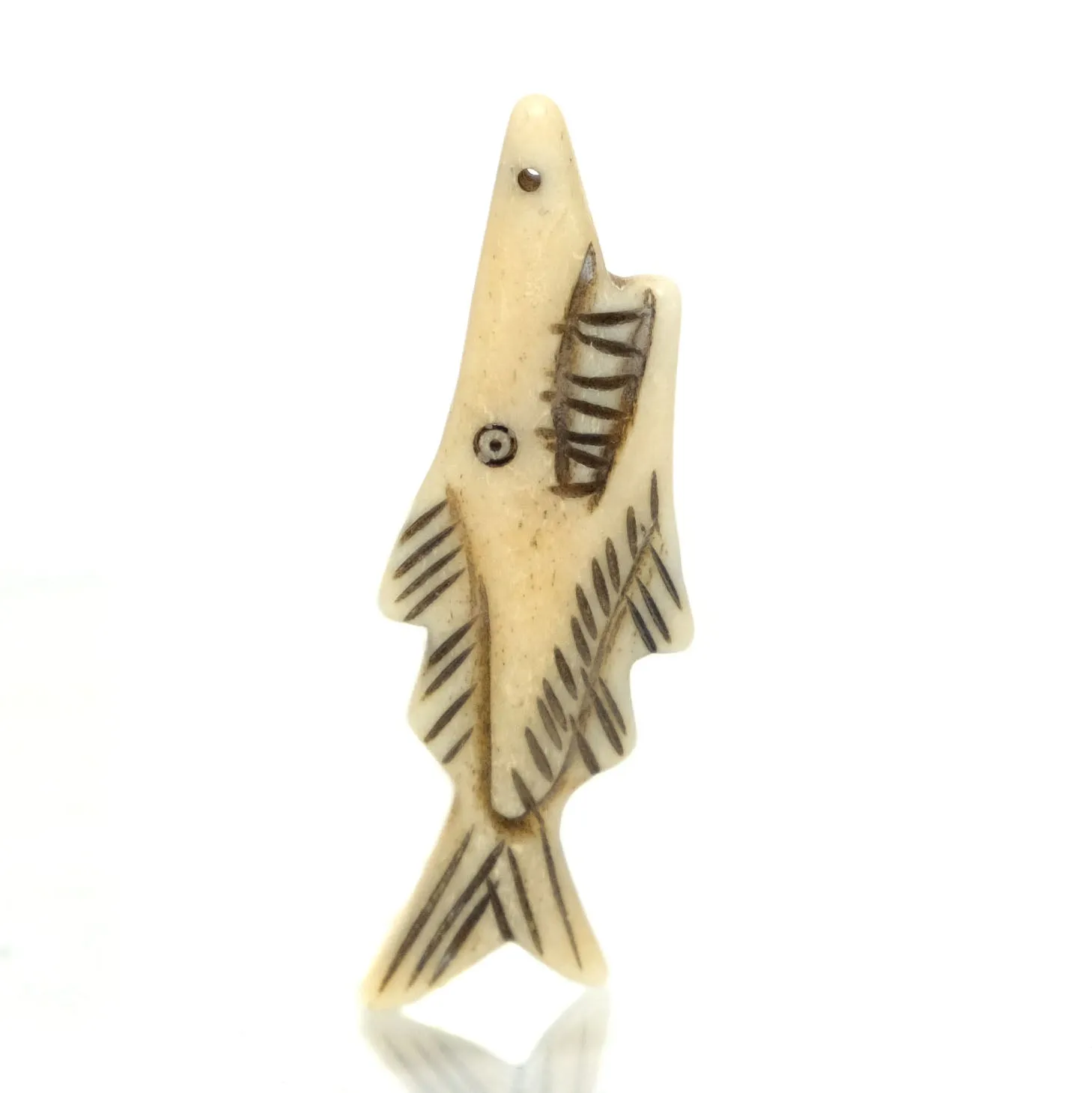 Carved Bone Shark Pendant