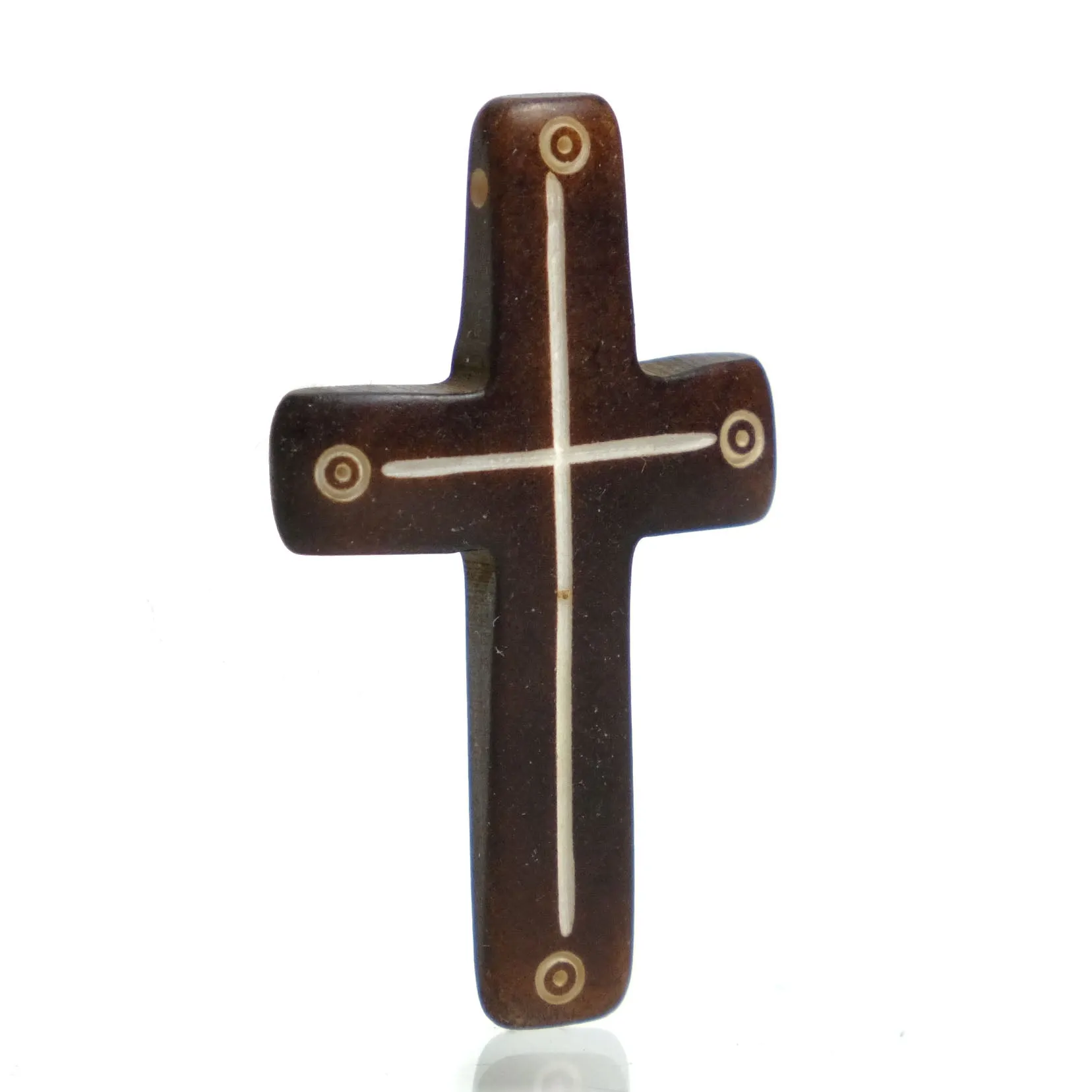 Carved Cross Bone Pendant Bead