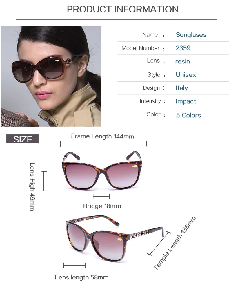 Cat Eye polaroid Sunglasses Women White Frame Gradient  Sun Glasses Driving UV400 Fashion Eyewear Box