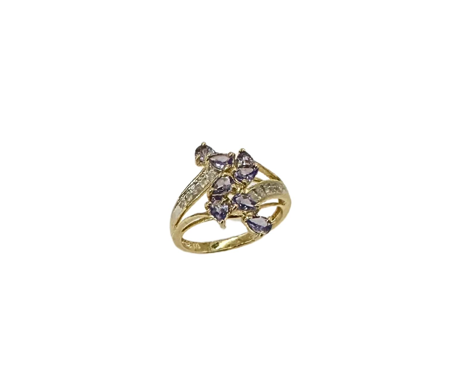 Cathedral Set Tanzanite and Diamond Ring