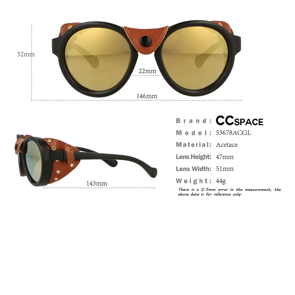 CCspace Unisex Full Rim Round Steampunk Resin Frame Sunglasses 46311