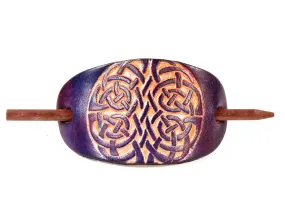 Celtic Crest Leather Hair Barrette