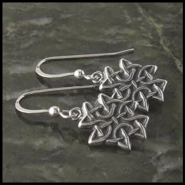 Celtic Knot Cross Earrings in Silver