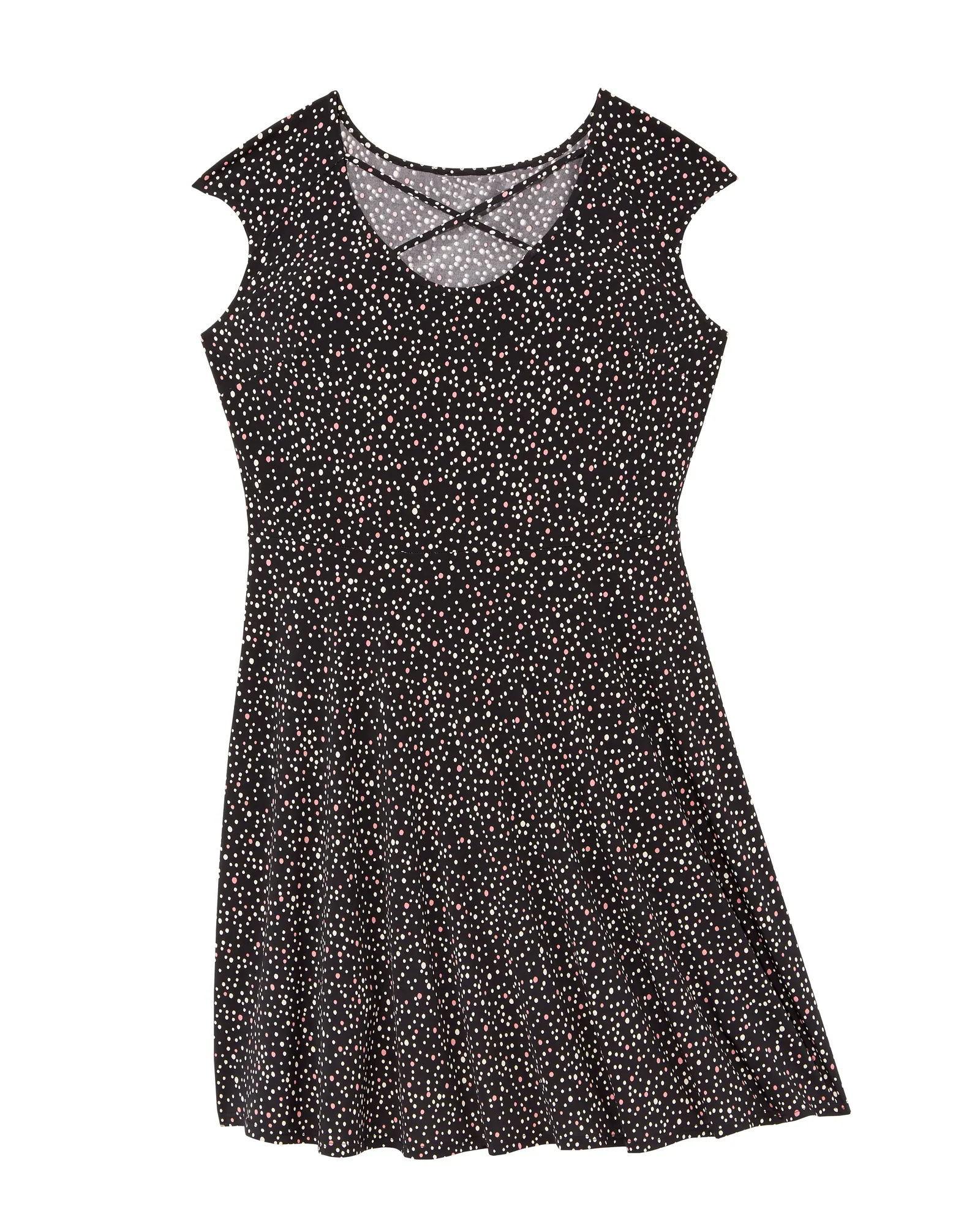 Ceram Criss-Cross Neck Fit and Flare Dress | Black / Mauve