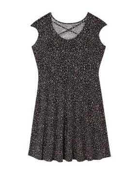 Ceram Criss-Cross Neck Fit and Flare Dress | Black / Mauve