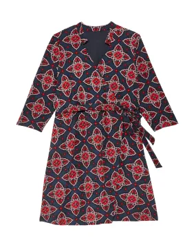 Charlotte Faux-Wrap Dress | Navy / Red