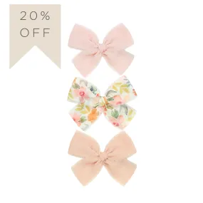 Chiffon Bow 3 Pack: Blush Clips