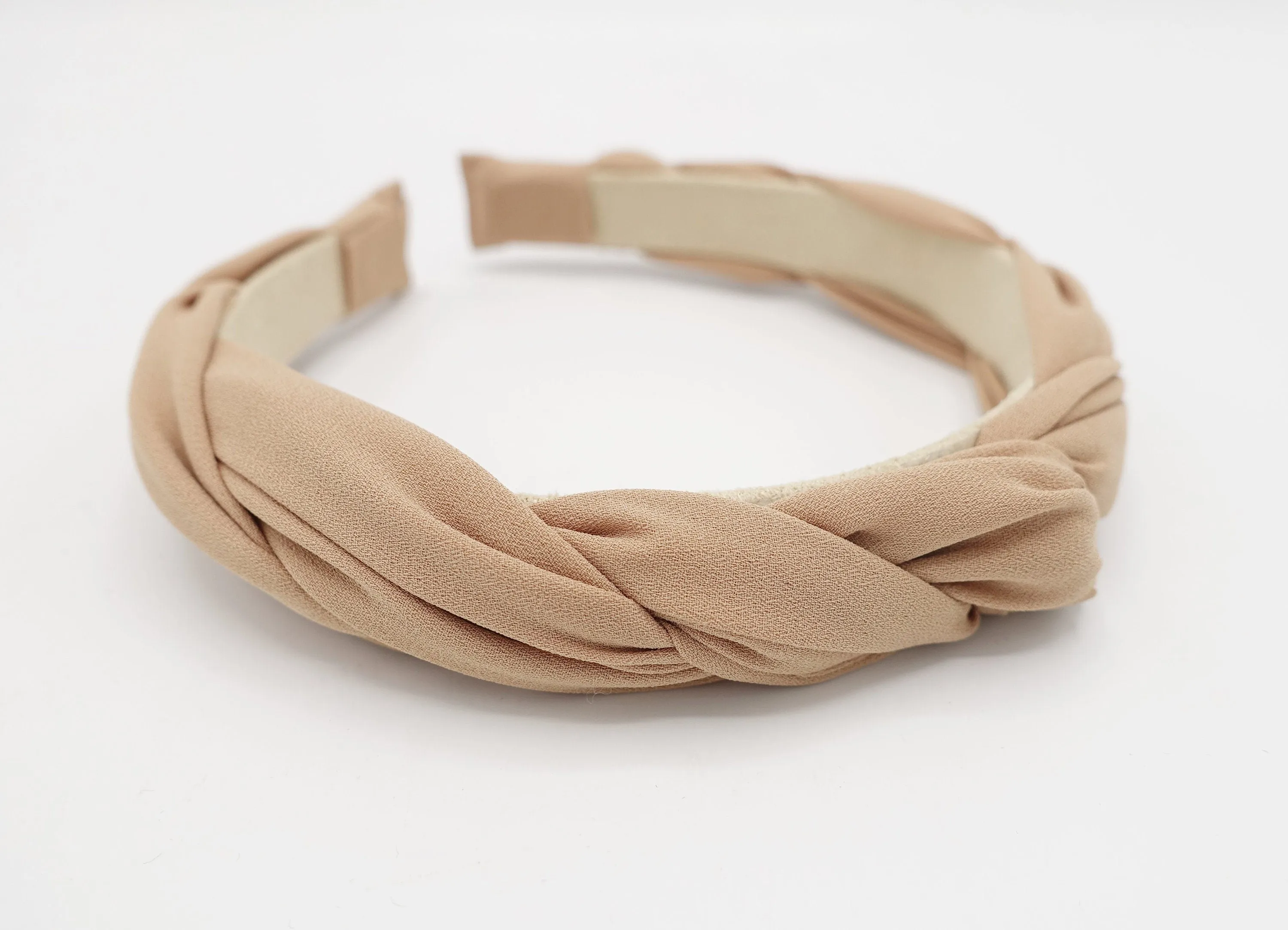 chiffon cross 2 strand round braid headband for women