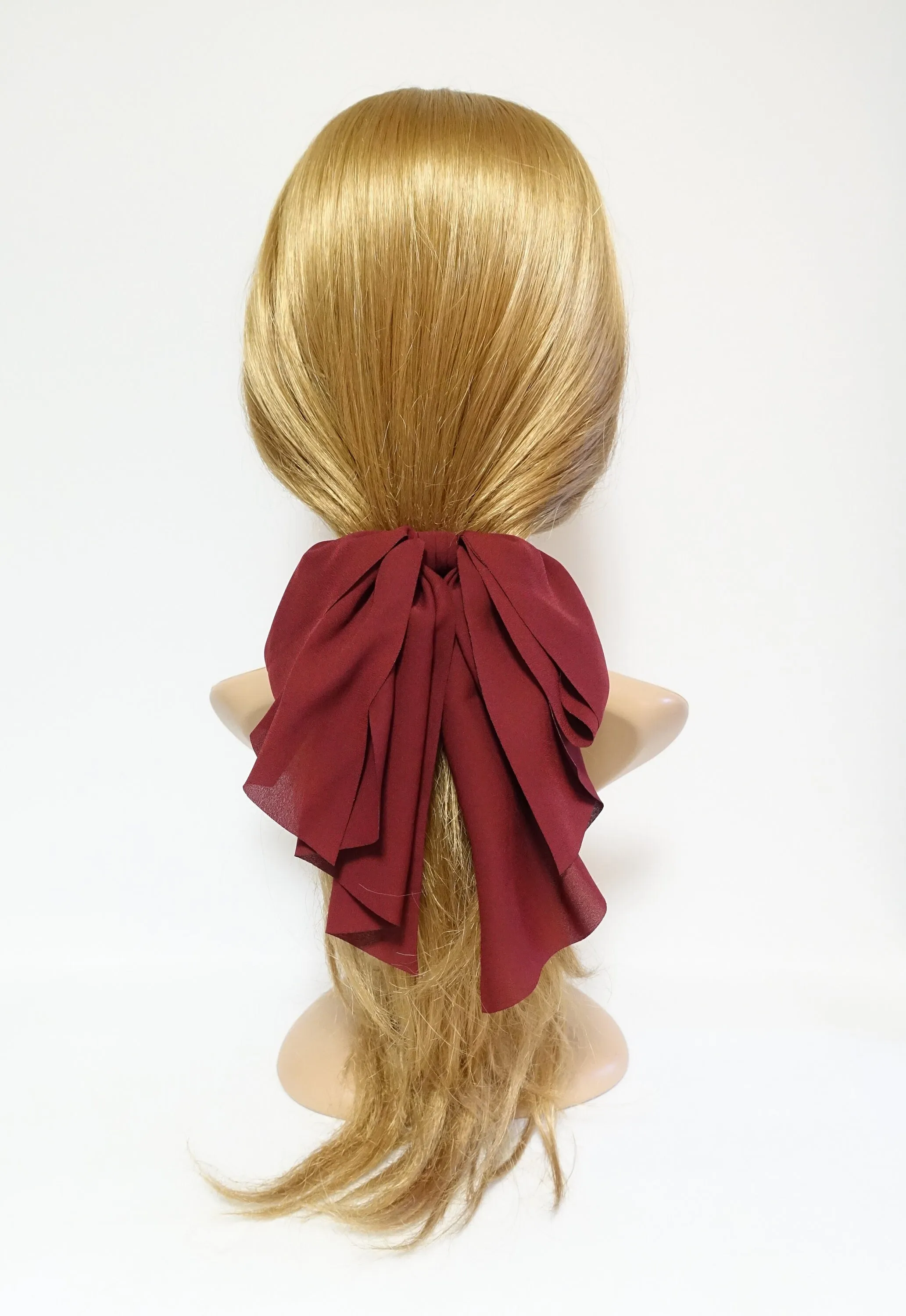 chiffon drape frill  layered  hair bow feminine style women hair accessories