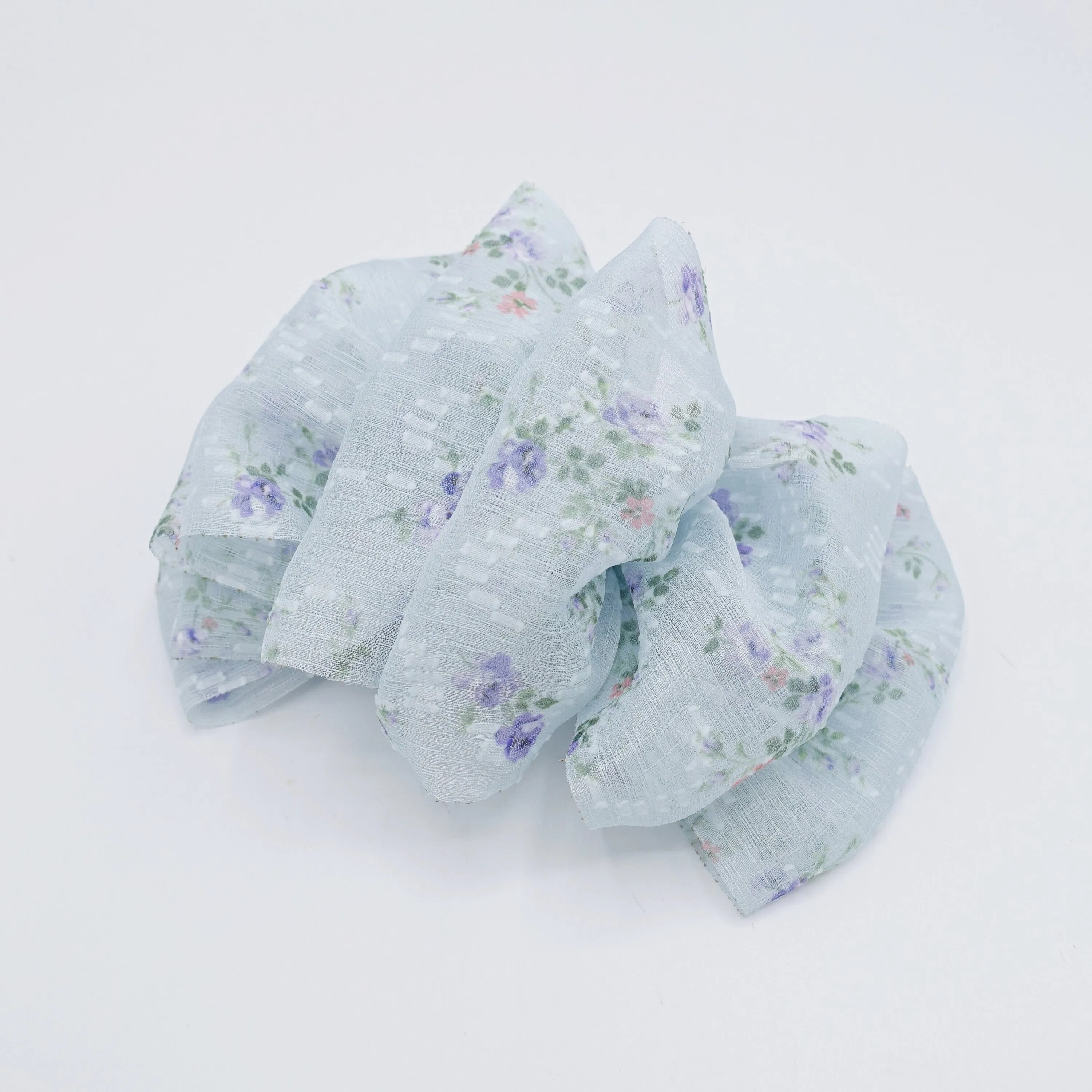 chiffon floral ruffle hair bow for women