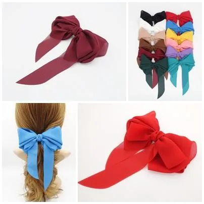 chiffon hair bow wing stacked style solid color VeryShine hair accessories for women