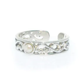 Chloe Pearl Toe Ring Silver