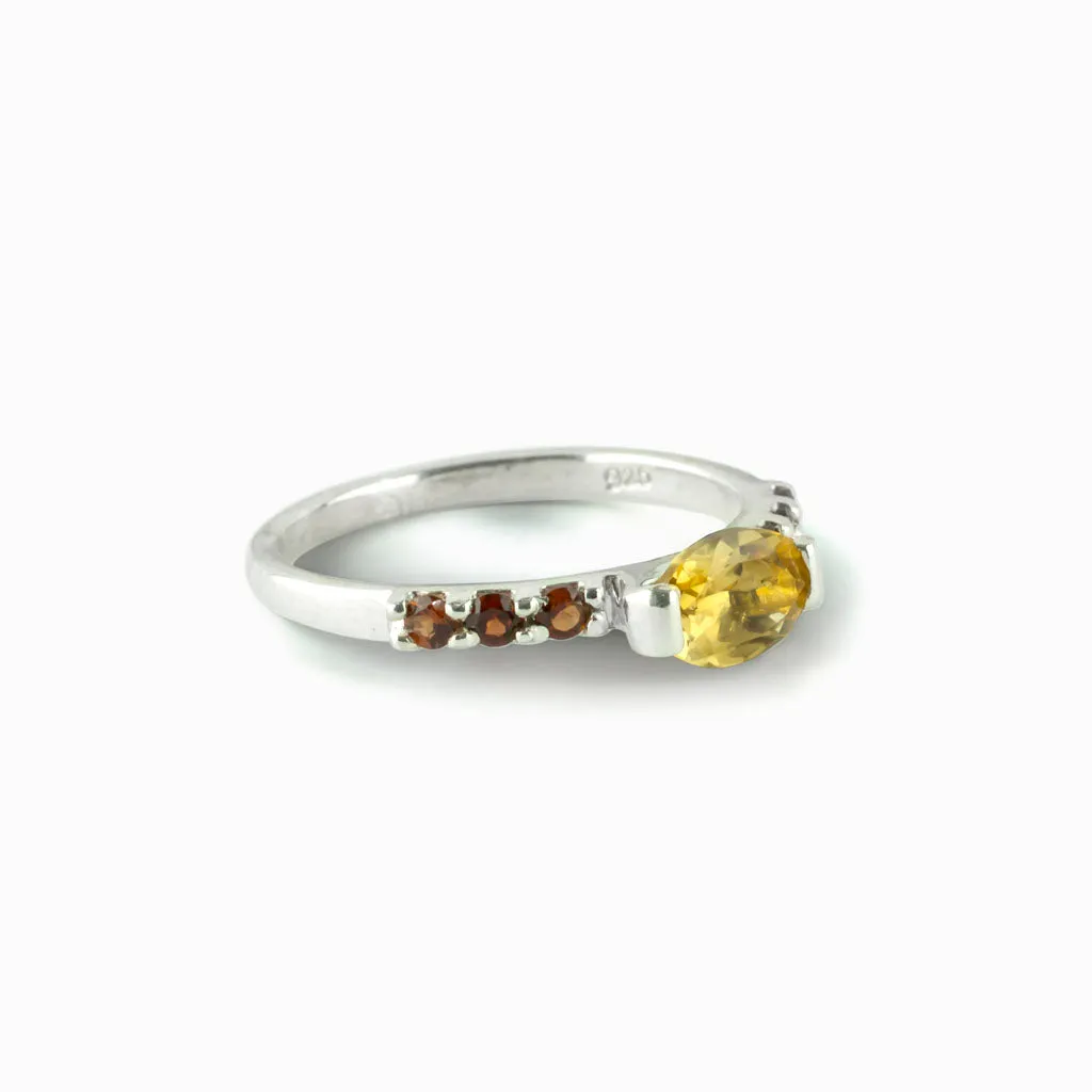 Citrine and Garnet Ring