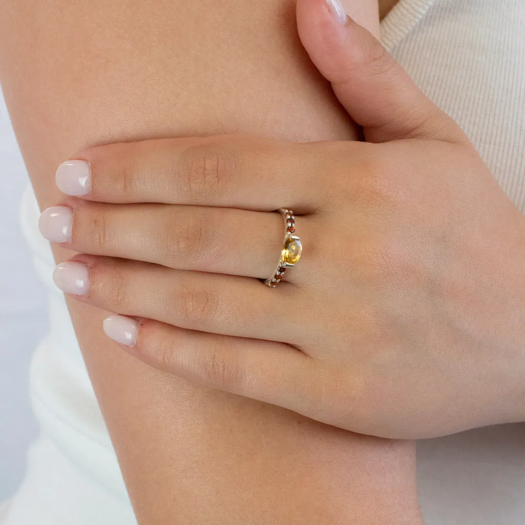 Citrine and Garnet Ring