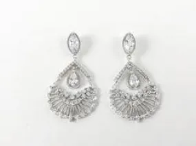 Classic Diamond Shaped Chandelier Brass Earrings