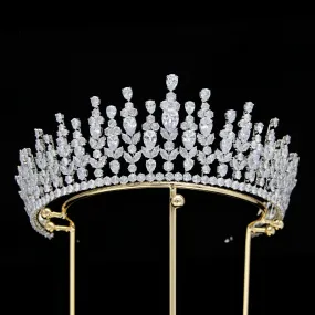 Classic Zirconia Wedding Tiara,Women's Crystal Big Tiara for Bride,Prom,Party Head Accessories GH0016