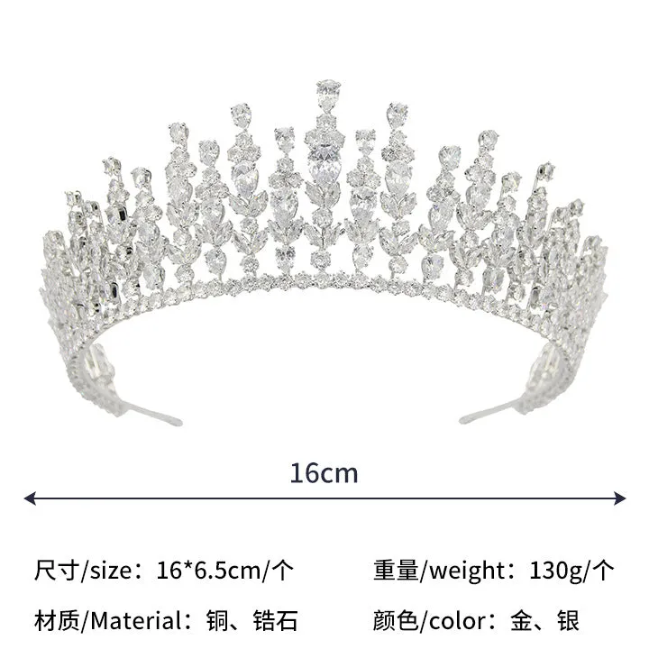 Classic Zirconia Wedding Tiara,Women's Crystal Big Tiara for Bride,Prom,Party Head Accessories GH0016