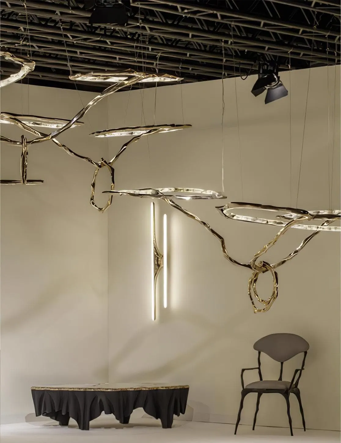 Cloud Rings Series Brass Chandelier