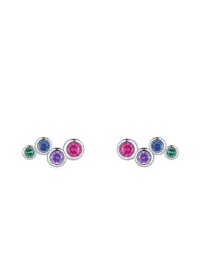 Colorful Days Bubble Diamond CZ .925 Sterling Silver Stud Earrings