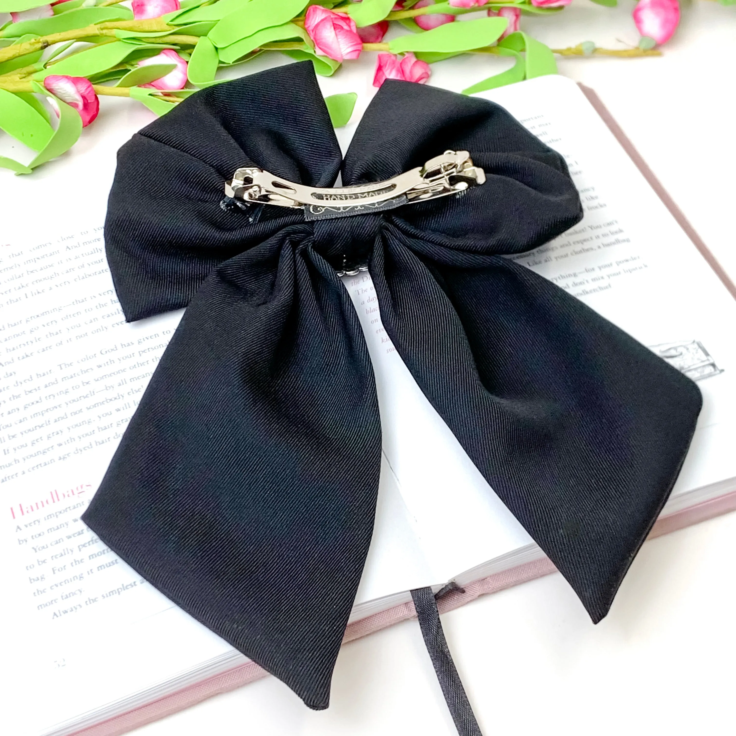 Concho Cutie Fabric Bow Hair Clip in Black