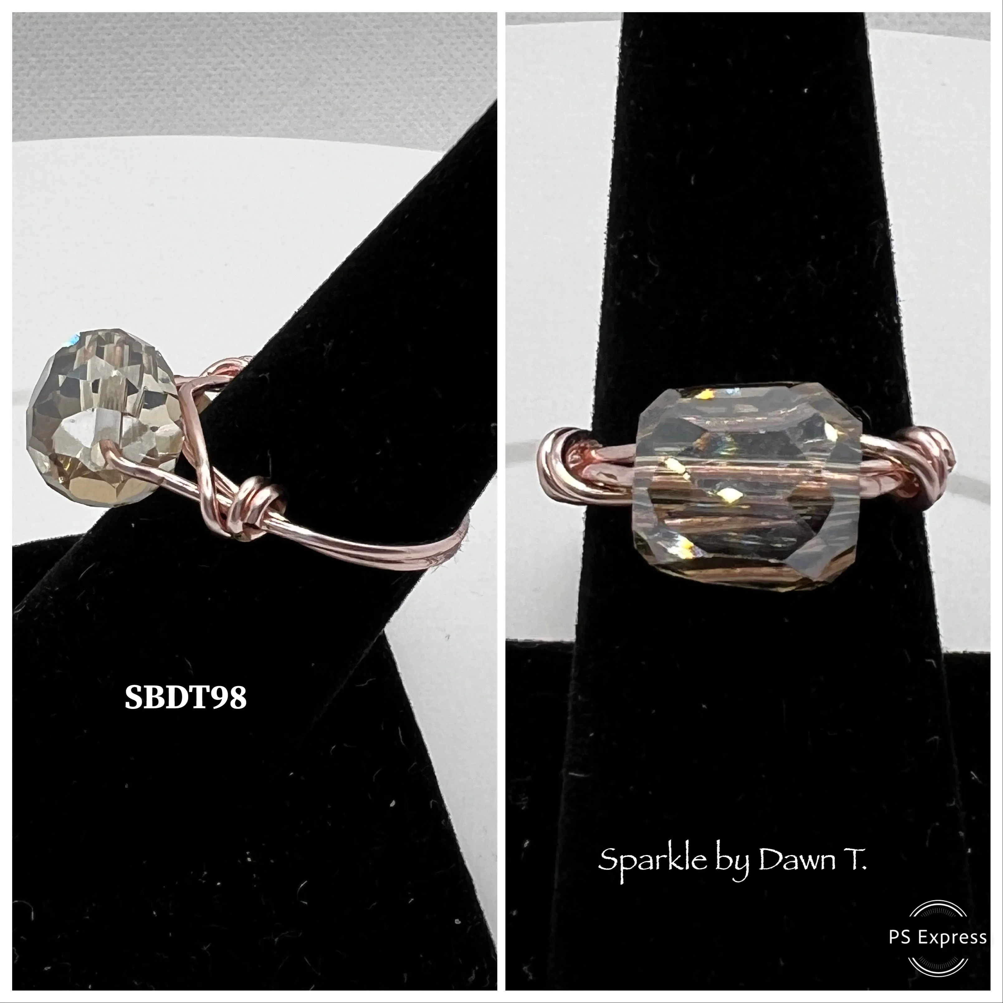 Crystal Tube and Rose Gold Ring