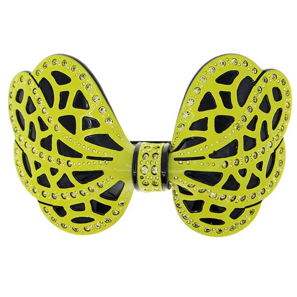 Crystalmood Cellulose Acetate Bow Hair Barrette w/ Rhinestones