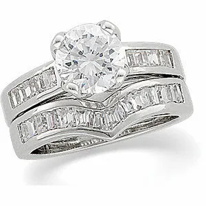 Cubic Zirconia Anniversary Ring Band, Style 05-07 (1.50 TCW V-Shaped Baguette Channel)