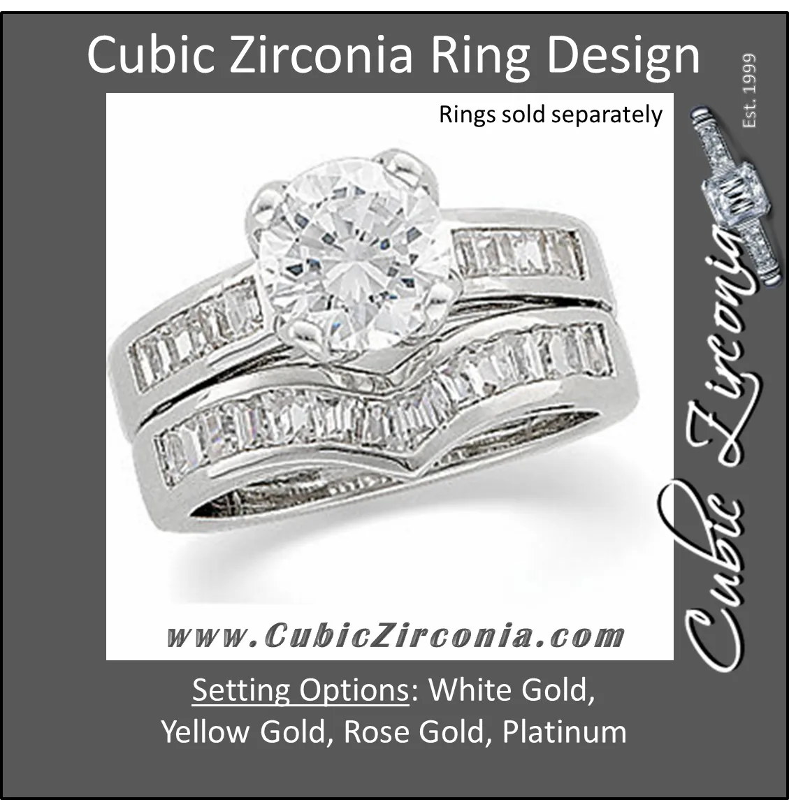 Cubic Zirconia Anniversary Ring Band, Style 05-07 (1.50 TCW V-Shaped Baguette Channel)