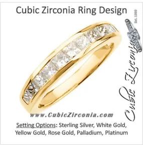 Cubic Zirconia Anniversary Ring Band, Style 05-26 (1.10 TCW Princess Channel)