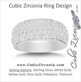 Cubic Zirconia Anniversary Ring Band, Style 1537 (Five Row Round Cut Wide Band)