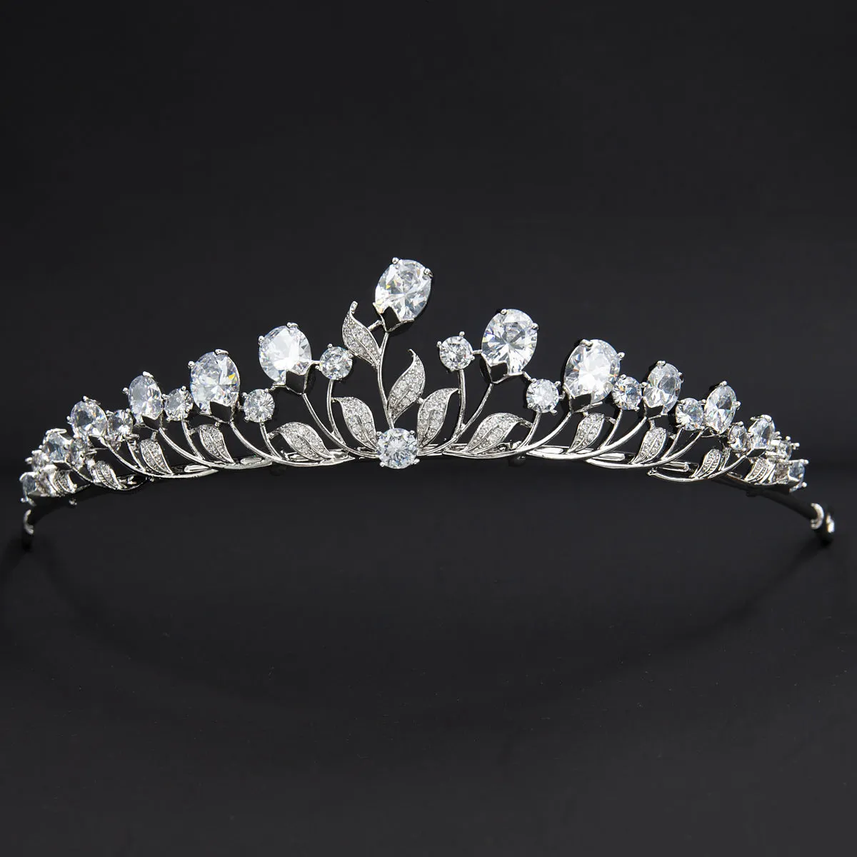 Cubic Zirconia Small Size Leaves Wedding Tiaras Crown for Little Flower Girl HG7054S