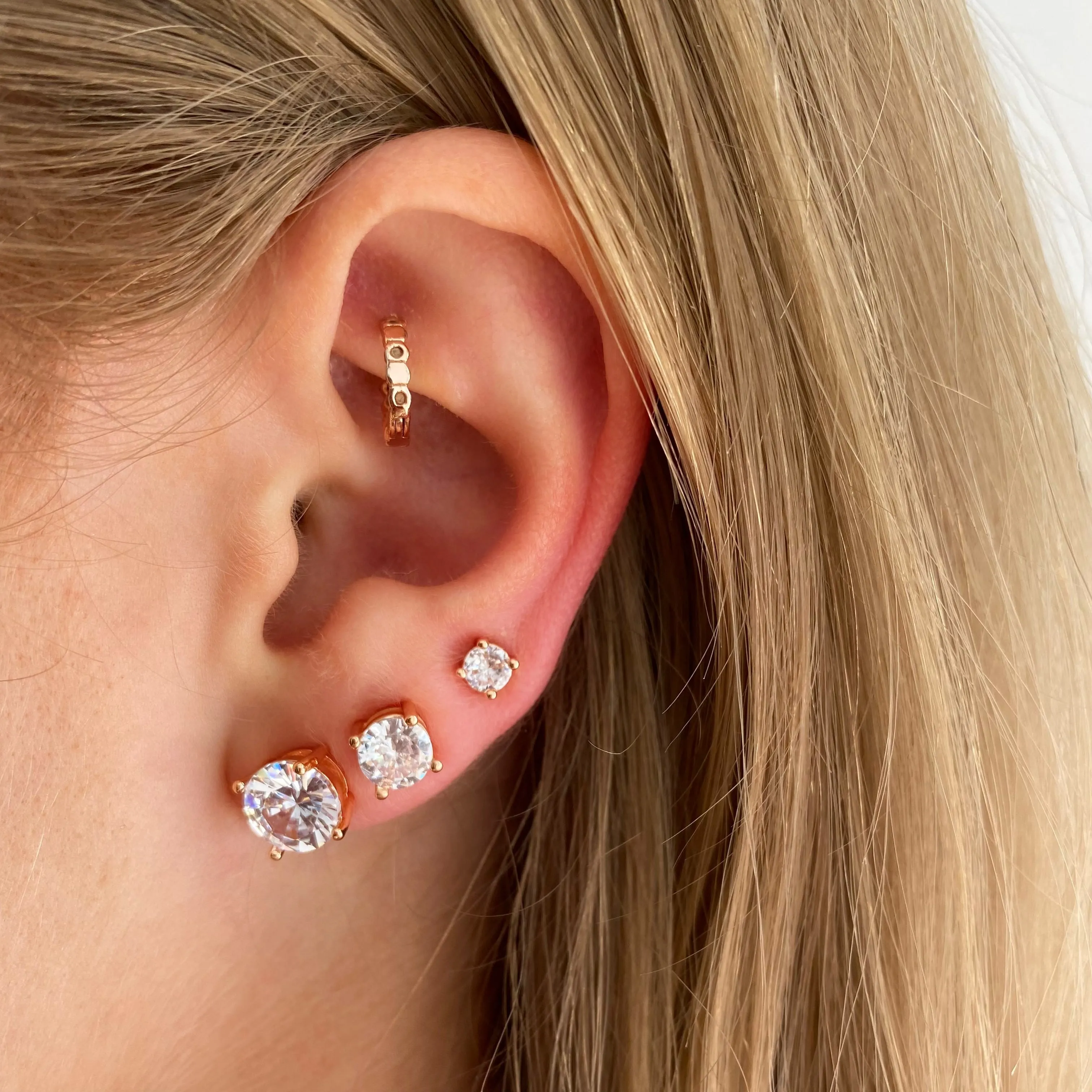 Cubic Zirconia Stud Rose Gold Earrings