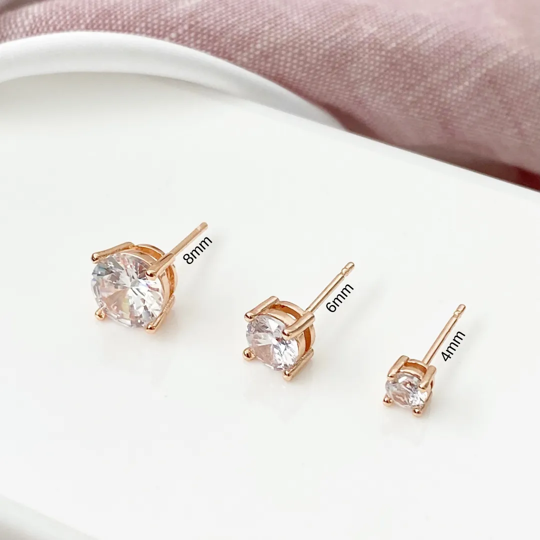 Cubic Zirconia Stud Rose Gold Earrings