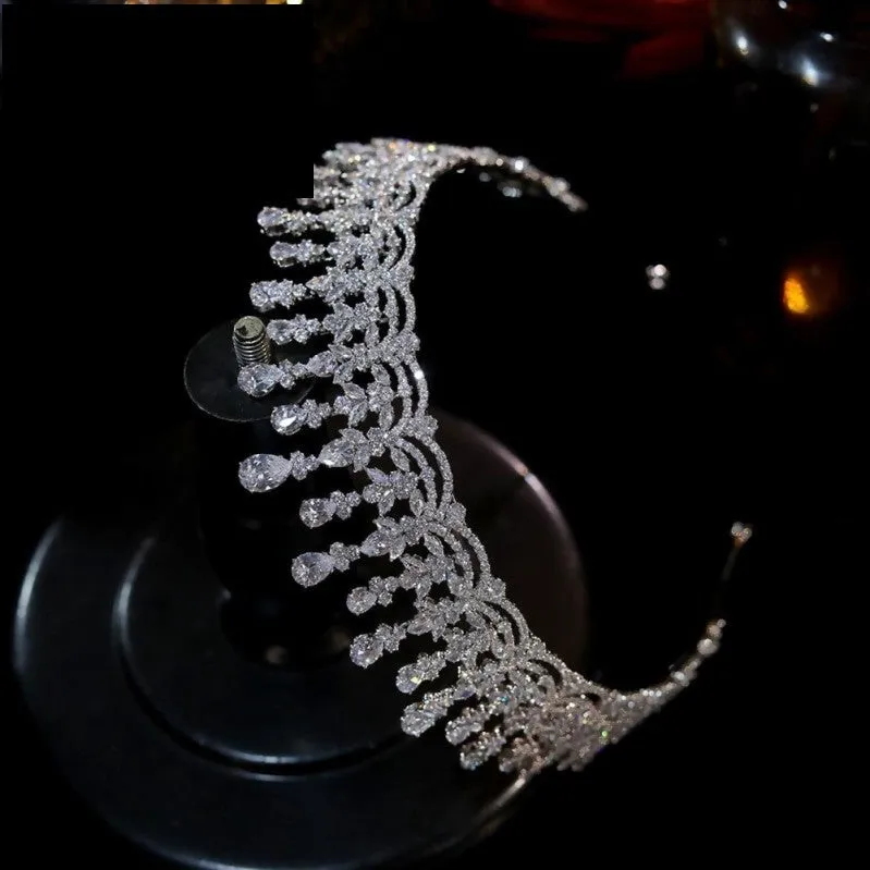 Cubic Zirconia Swage Roper Wedding Pageant Party Tiara Crown