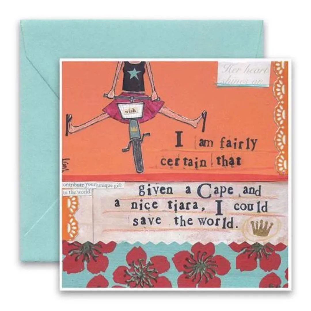 CURLY GIRL DESIGNS - CAPE AND TIARA CARD